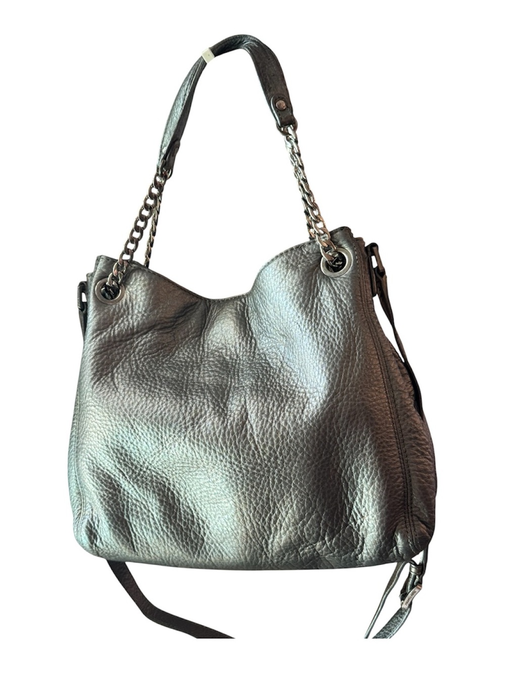 Micheal Kors Leather Chain-Handle Shoulder Bag /Crossbody - Silver Metallic